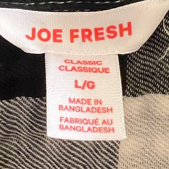 𝅺😎 Joe Fresh Black and White Plaid Long Sleeved Shirt Sz L - Picture 6 of 10